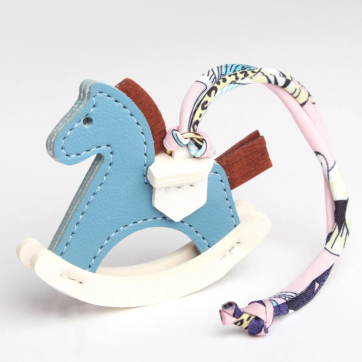 Cute Lovely PU Faux Leather Animal Hobbyhorse Horse Keychain Pendant Car Key Chain Women Girls School Bag Charm Accessories