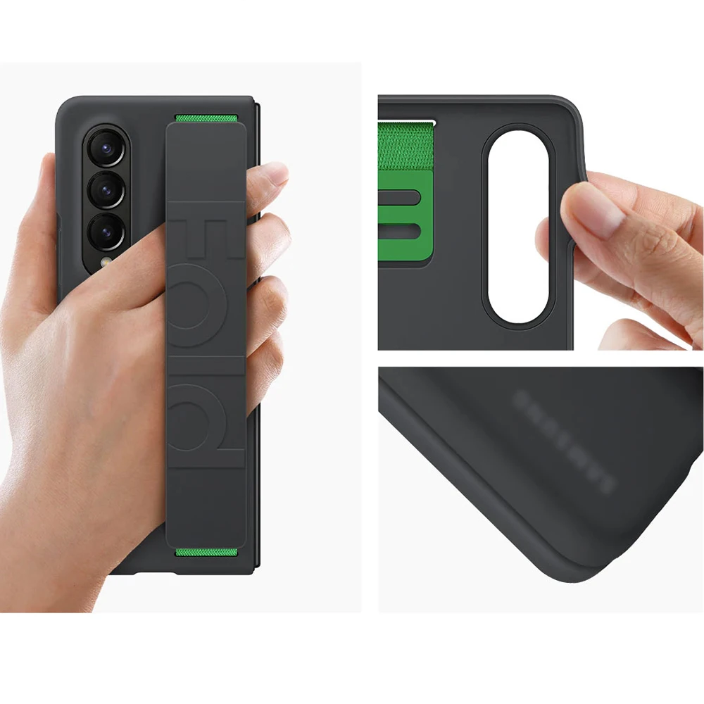 Hand Strap Case For Samsung Galaxy Z Fold 4 Original Liquid Silicon Cover With Strap Hold Anti-drop Case For SAM Z Fold4