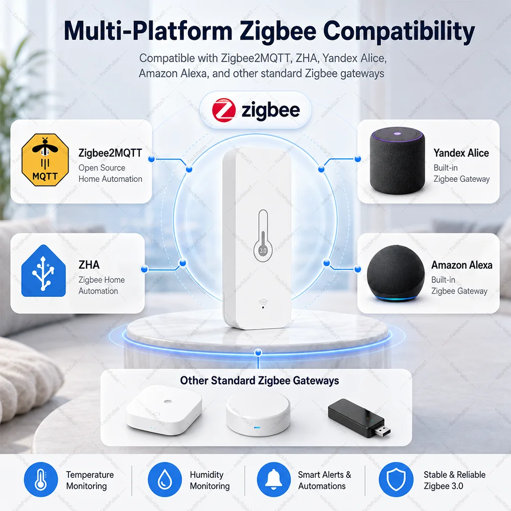 Zigbee 3.0 Temperature and Humidity Sensor for Smart Home IoT Devices workwith Alexa Home Assistant Zigbee2mqtt SmartLife Tuya
