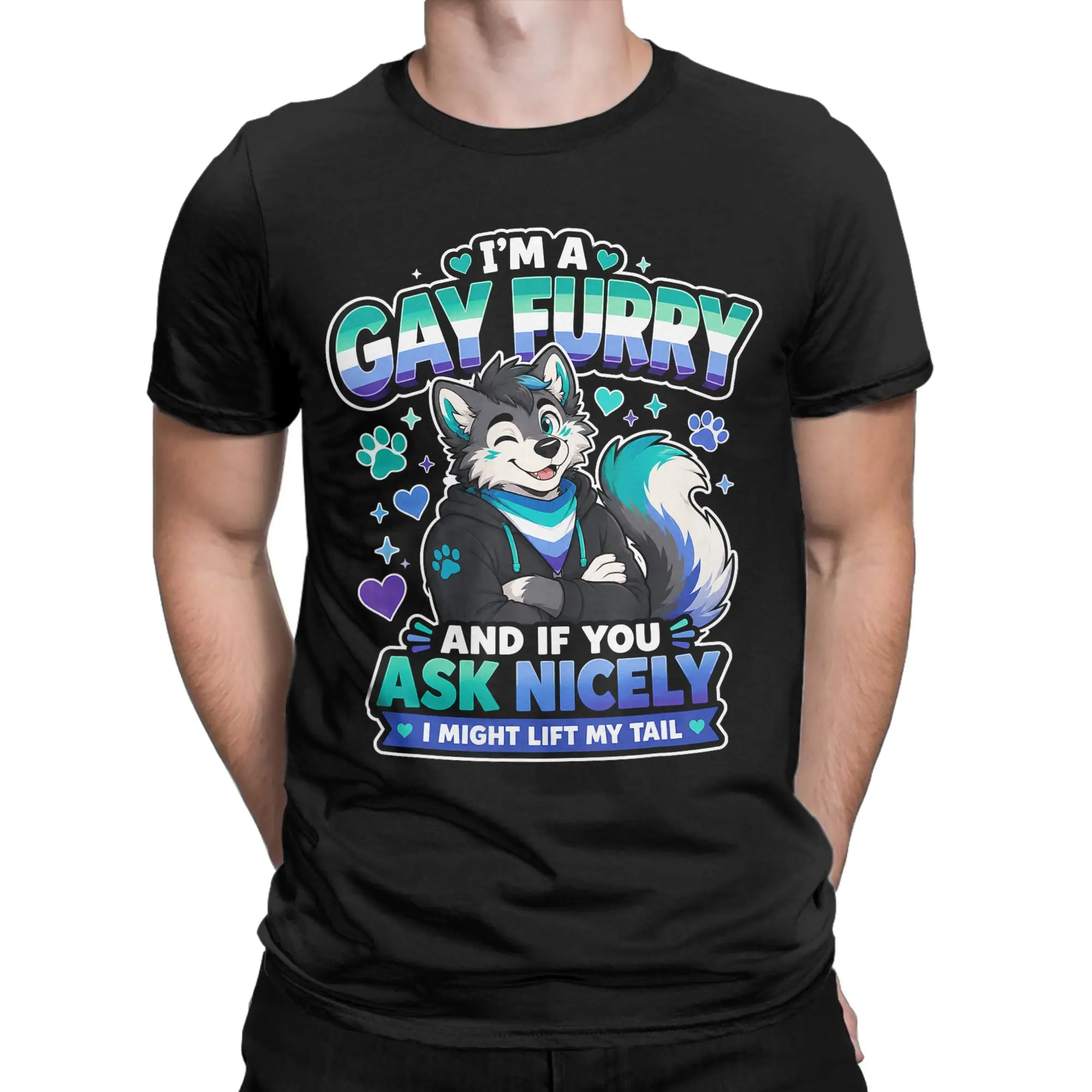 Gay Furry Pride LGBTQ Fox Fursona Funny Furries Fursuit Paws  Printed T Shirts for Men Women  Pure Cotton  Tee Shirt Clothes
