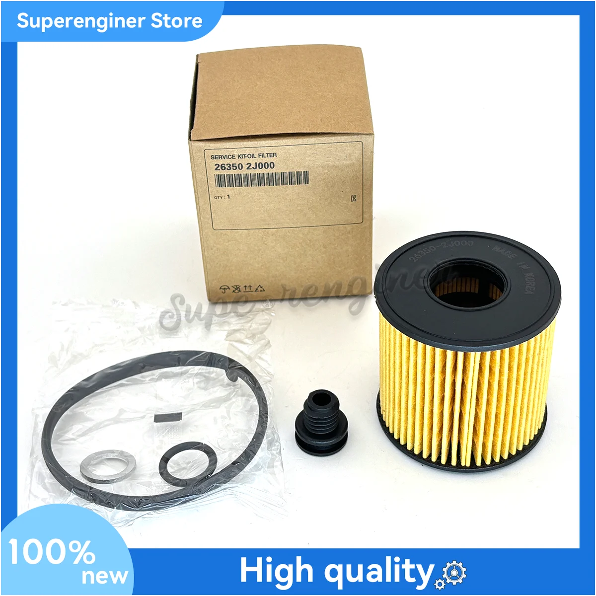 

Комплект масляных фильтров 263502J000 для 2020-2023 Hyundai Elantra Kona Sonata Kia Sportage 26350-2J000, 1 шт.