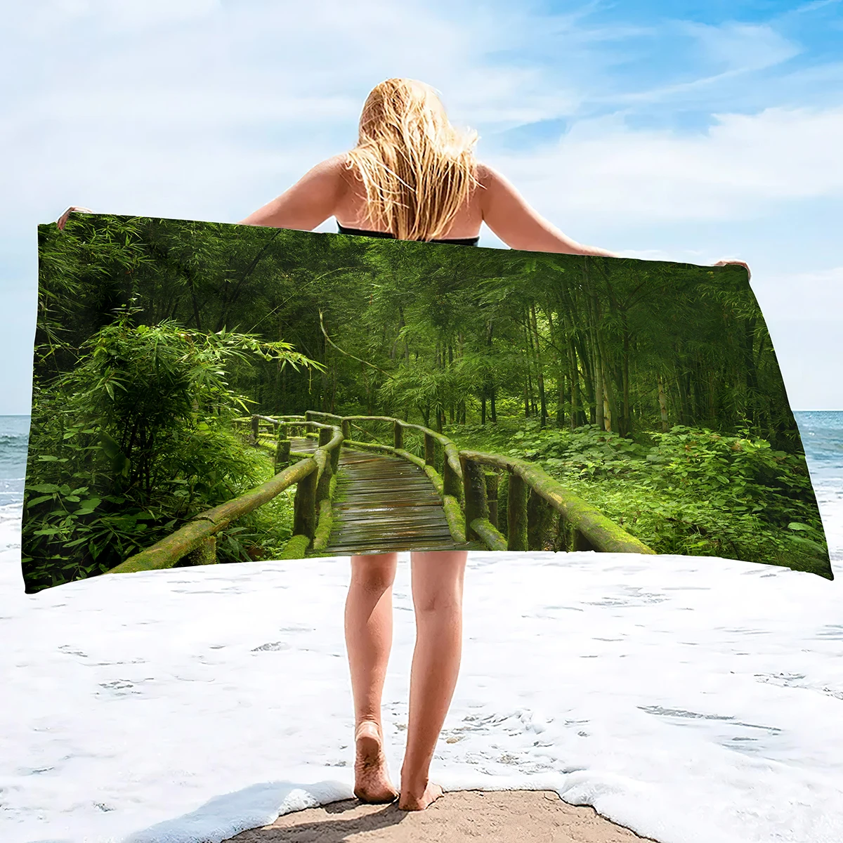 Jungle Forest Oversized Microfiber Beach Towel,Thin Lightweight Pool Swim Bath Shower Towel,Quick Dry Sand Proof Beach Towel