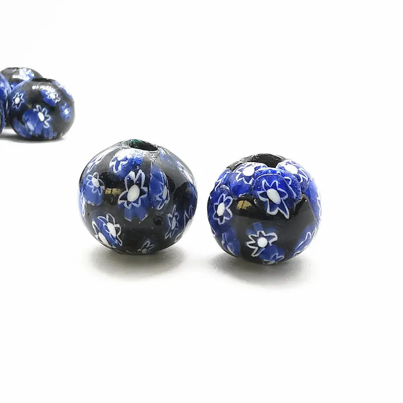 2 Beads Ancient Method Stirred Flower Glass Beads Big Abacus Bead Handmade Trade Lampwork Beads TSB0256