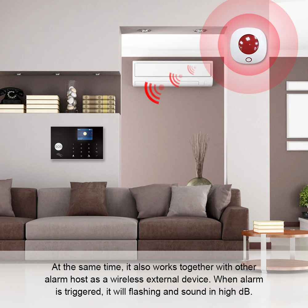 Smart WIFI 110dB Sound Light Alarm Siren TUYA Safety Protection Siren Strobe Light Sensor Home Alarm Security System