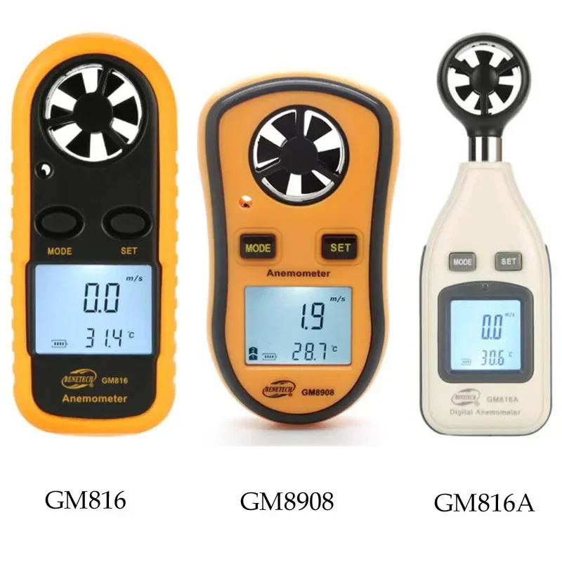 GM816/GM8908/GM816A Handheld LCD Digital Anemometer Wind Speed Gauge Meter Air Velocity Temperature Measurement Windmeter Tester