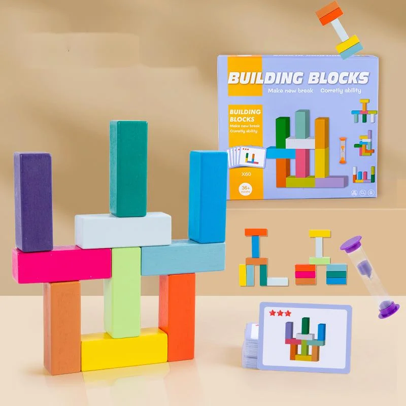 Montessori 3D Wooden Building Blocks Toys Educational Toy Puzzle Classical Building Assembled Building Blocks Puzzle New