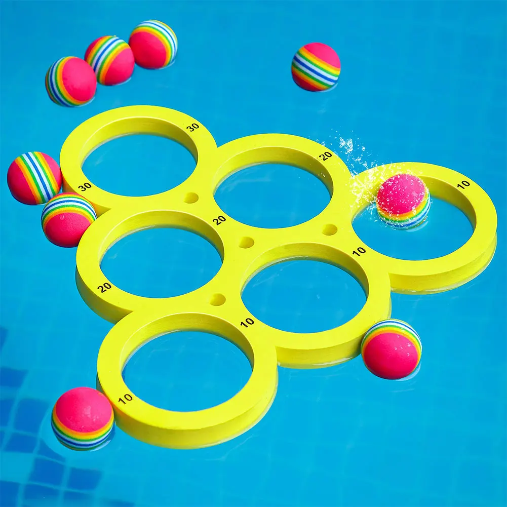 

1set Fun Splash Water Sports Floating Pool Game Toy with 10 Rainbow Balls Throwing Game Summer Swimming Pool Beach Toss Game Toy