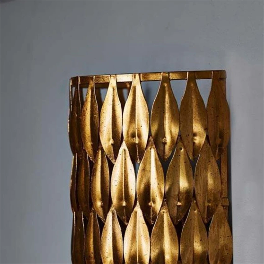 الشمال خمر الذهب يترك مصابيح الحائط غرفة المعيشة الأمريكية غرفة الطعام غرفة نوم المدخل شرفة آرت ديكو أضواء الجدار الفاخرة LED #3