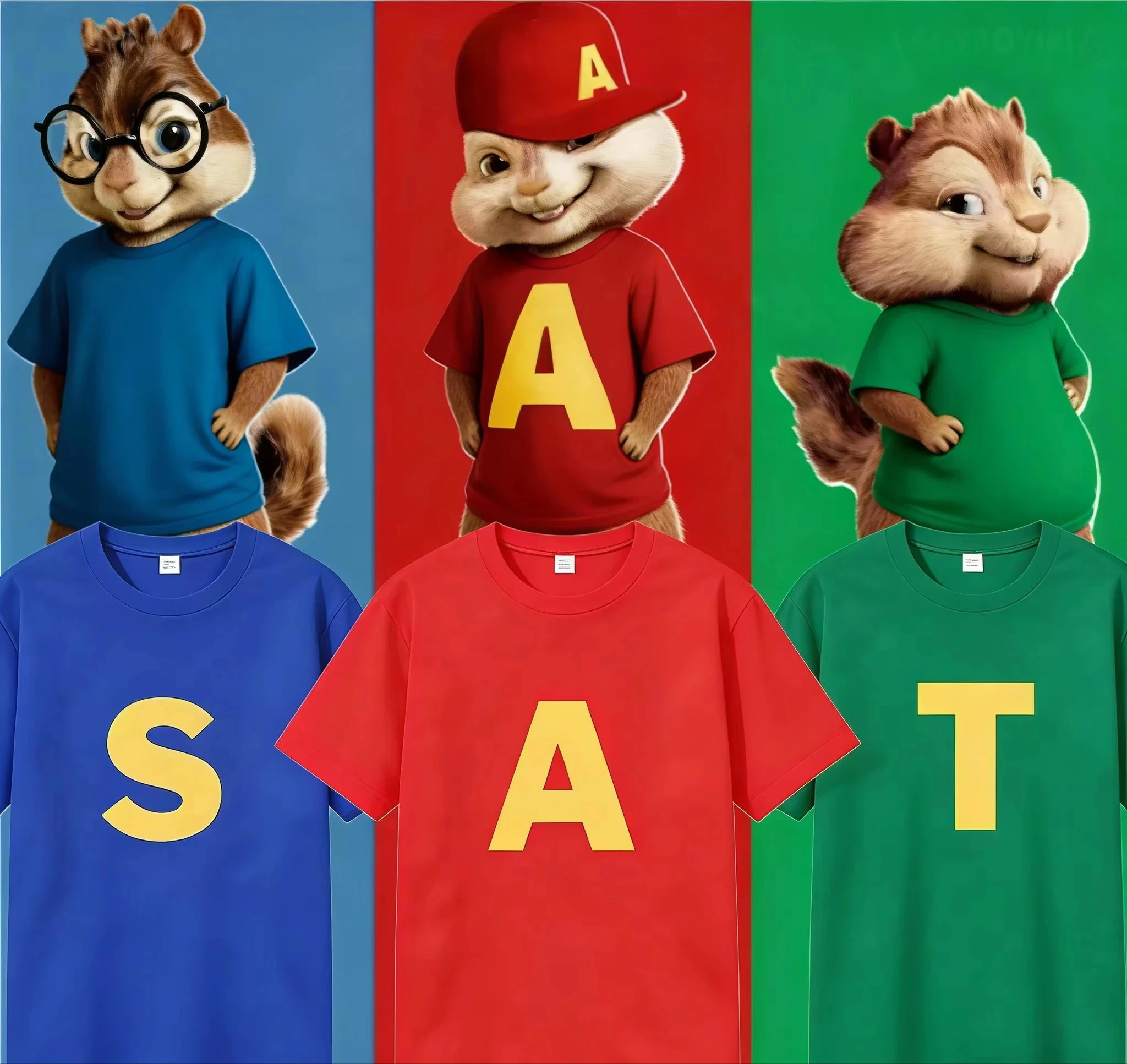 2026 BestFriend cotton casual T-shirt Alvin The Chipmunks The Squeakquel's Pullover Manfashion Drop Shoulder T-shirt Available
