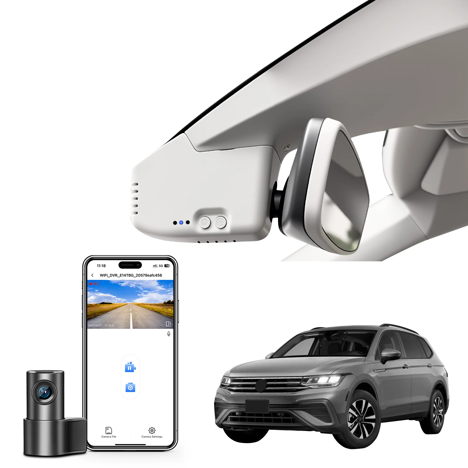 Mangoal 4K Dashcam voor Volkswagen Tiguan Gen2 AD/BW Dashcam (Model A/B) 2018-2024 GPS WiFi App Recorder 64GB/128GB kaart