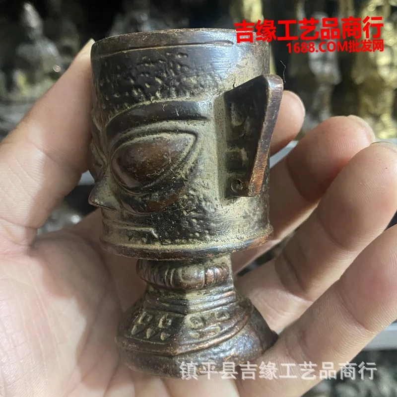 Antique Alloy Sanxingdui Home Decoration Storage Bucket Vertical Mask Bookcase Desktop Pen Container