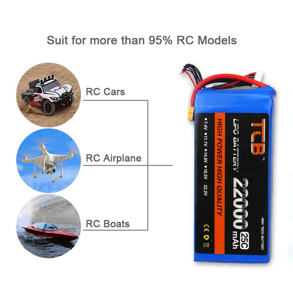 Lipo 6S  Battery 22.2V 16000 22000mAh 25C 6S For RC Aircraft Airplane Drone Car Boat Helicopter 22 Ah Batteries