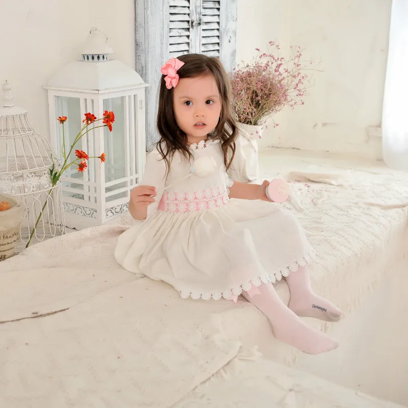 

Летнее детское платье принцессы для девочек, испанское хлопковое качественное милое свадебное платье, белое праздничное платье для маленьких девочек, одежда на день рождения