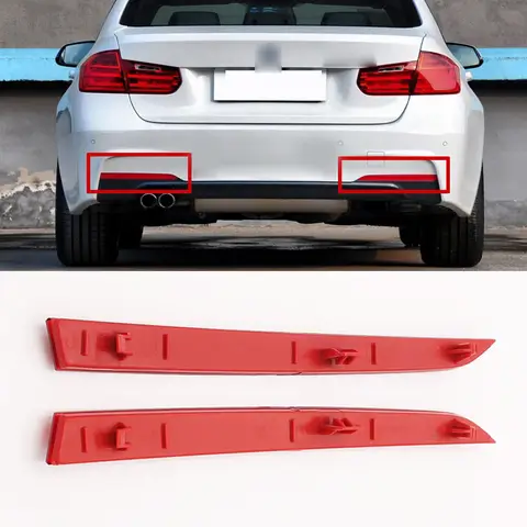 자동차 리어 범퍼 반사판 램프 반사판 트림, BMW 3 시리즈 F30 F31 M 스포츠 12-17 반사 스트립 액세서리, 1 쌍