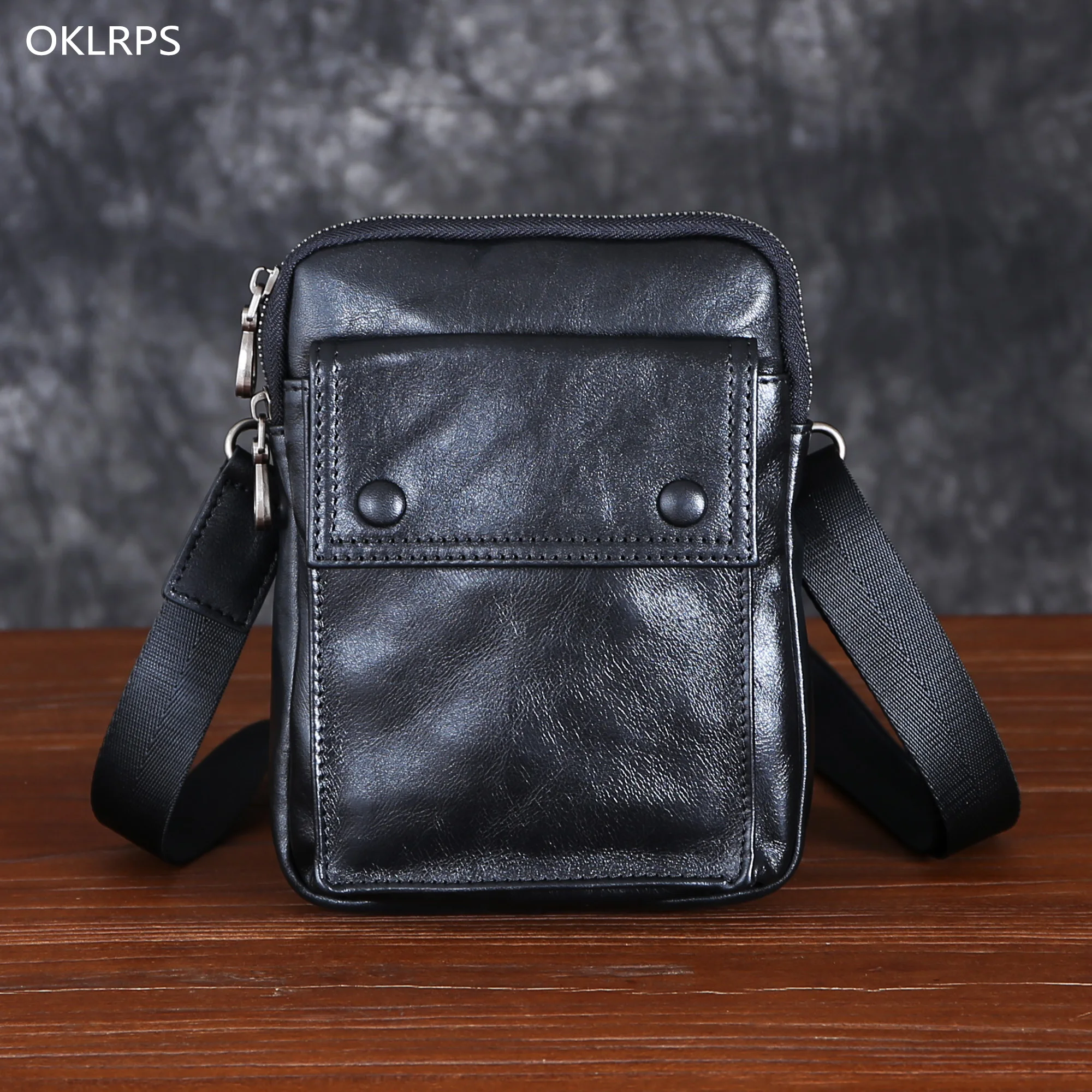 Bolso de hombro Bolso de cuero para hombre Bolso cruzado de piel de vaca de capa superior Riñonera con personalidad de tendencia informal para hombre