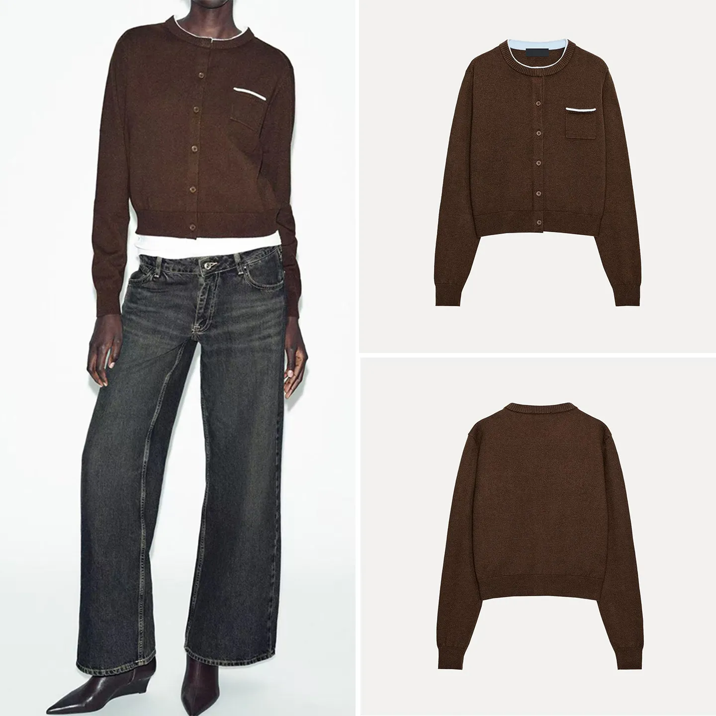 

Z Women's Knitted Long Sve round Ne ket Splicing Outerwear Faionable Commute Sle Loose Fit Winter Coat