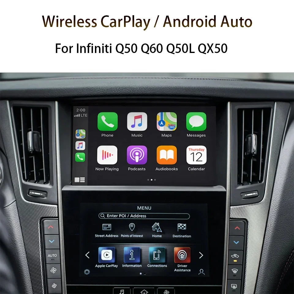 2026 AZTON أندرويد مرآة ربط Airplay CarPlay أندرويد السيارات التحديثية لإنفينيتي Q50 Q60 Q50L QX50 سيارة OEM شاشة مزدوجة