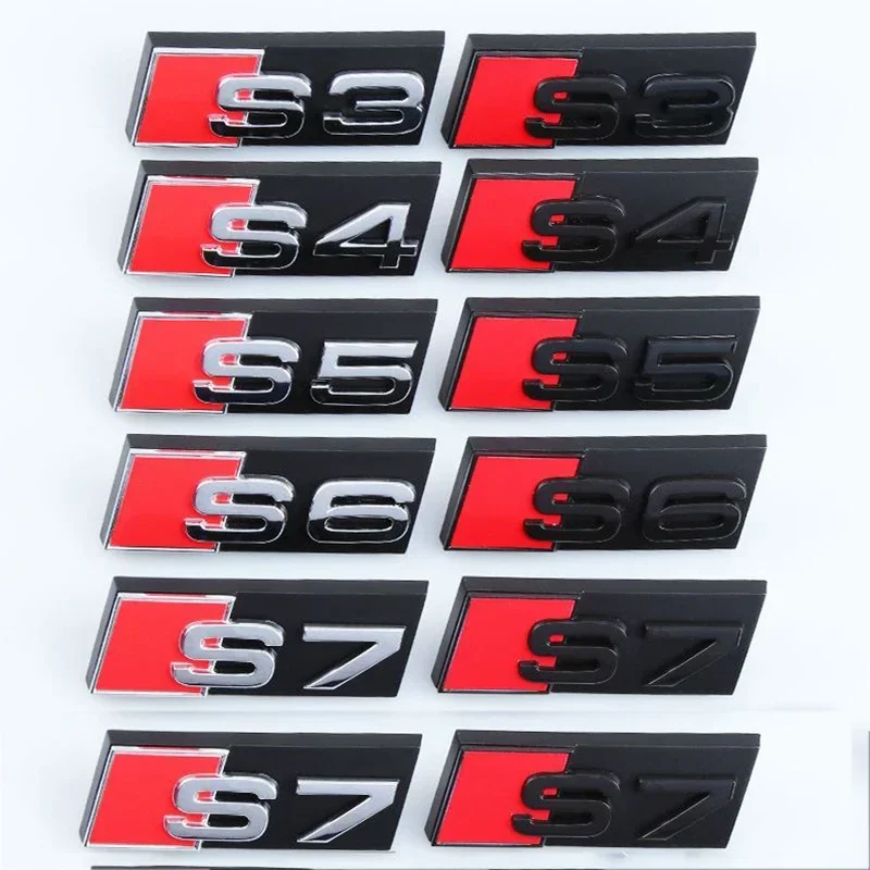 Car Front Grille Emblem Badge Styling for Audi Sline S3 S4 S5 S6 S7 S8 A4L A6L A1 A3 A4 A5 A6 A7 SQ5 SQ7 SQ3 Logo Accessories