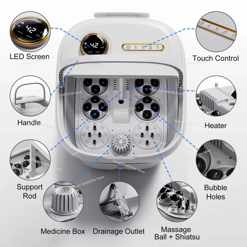 For Portable Home Spa New Automatic Folding Electric Roller Bubble Foot Massager Relaxation Bath Spa