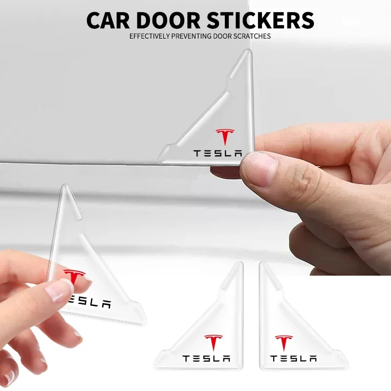 2Pcs Transparent Car Door Corner Cover Protector Stickers for Tesla Model S 3 X Y Smart Fortwo Forfour 453 451 450 Accessories