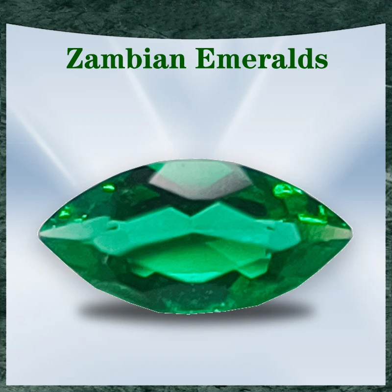 

Top Lab Grown Zambian Emeralds Marquise Cut Selectable AGL Certificate Hydrothermal Hand Cutting with Cracks Inclusions Inside