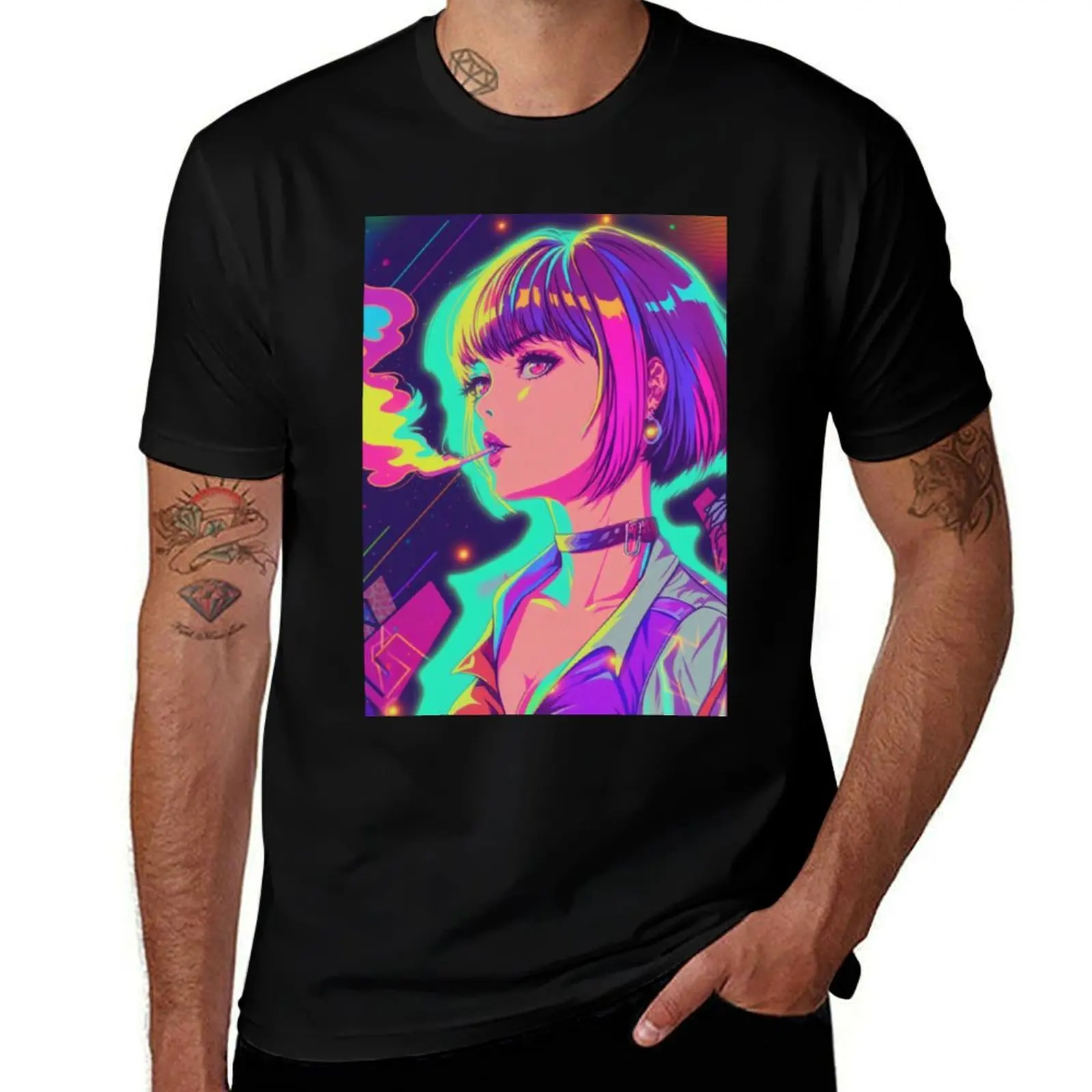 

Vaporwave Psychedelia Anime Girl Smoking Sticker T-Shirt Anime t-shirt Clothing cheap stuff t shirts for men cotton