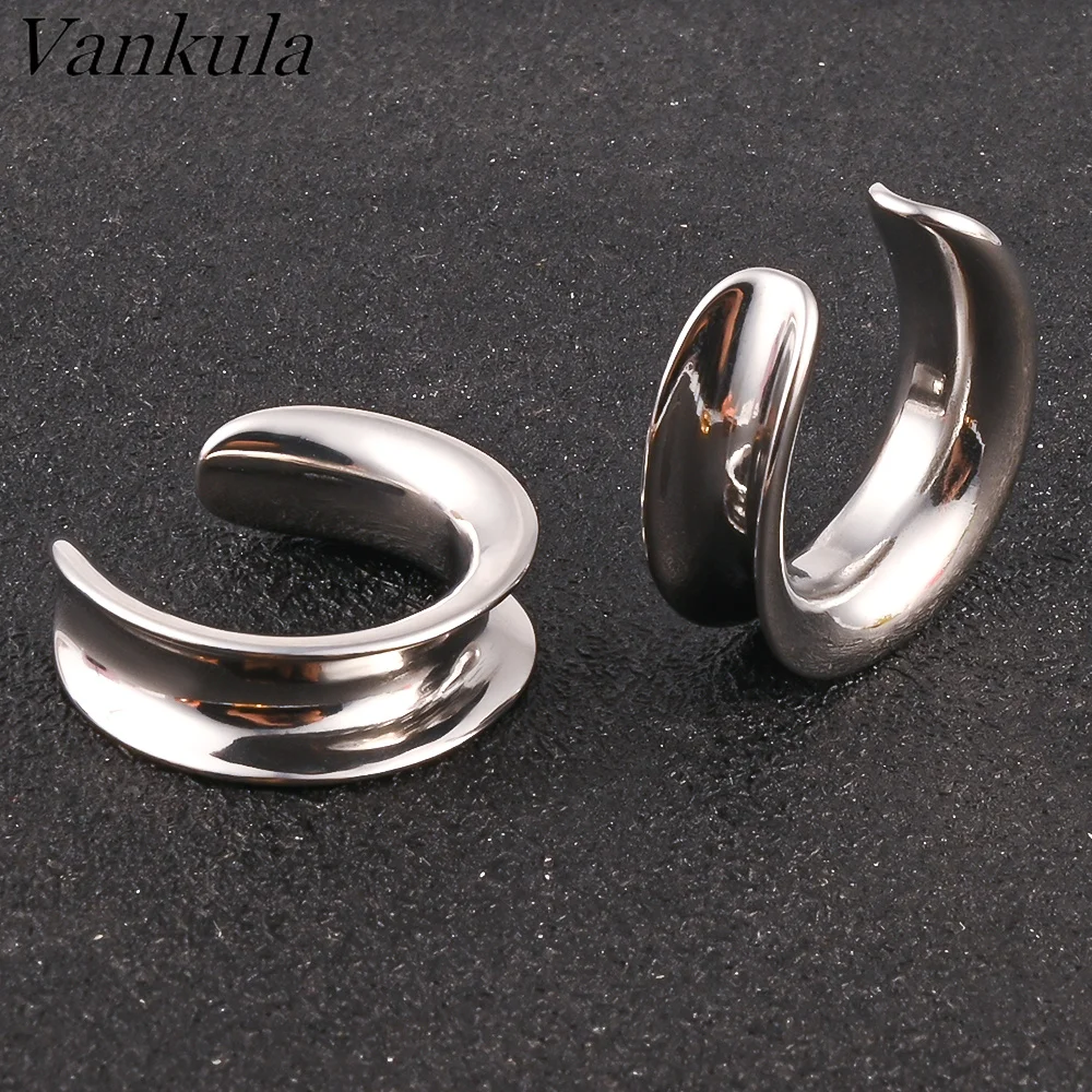 Vankula 2PCS  Ear Piercing Plugs Cool Body Jewelry Ear Statement Stainless Steel Earrings Expander Gift Saddle Plug Tunnle