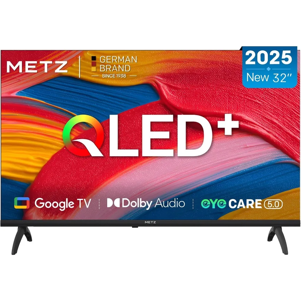 Metz QLED TV 32 pulgadas (80 cm) Televisión LED inteligente Google Tele HDR 10 Dolby Audio Bluetooth 5.1 Sintonizador de cuidado de los ojos