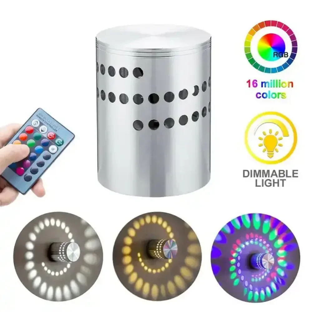 

LED RGB Spiral Hole Wall Lamp Sconce Light KTV Bar Decor Floodlight KTV Living Room Bedroom Decoration