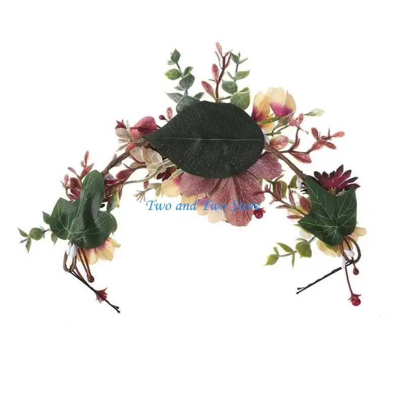 

HX6F Flower Headband Wedding Hair Clip Fashionable Floral Hairdress Elegant Flower Headpiece for Bride Girls Photographers