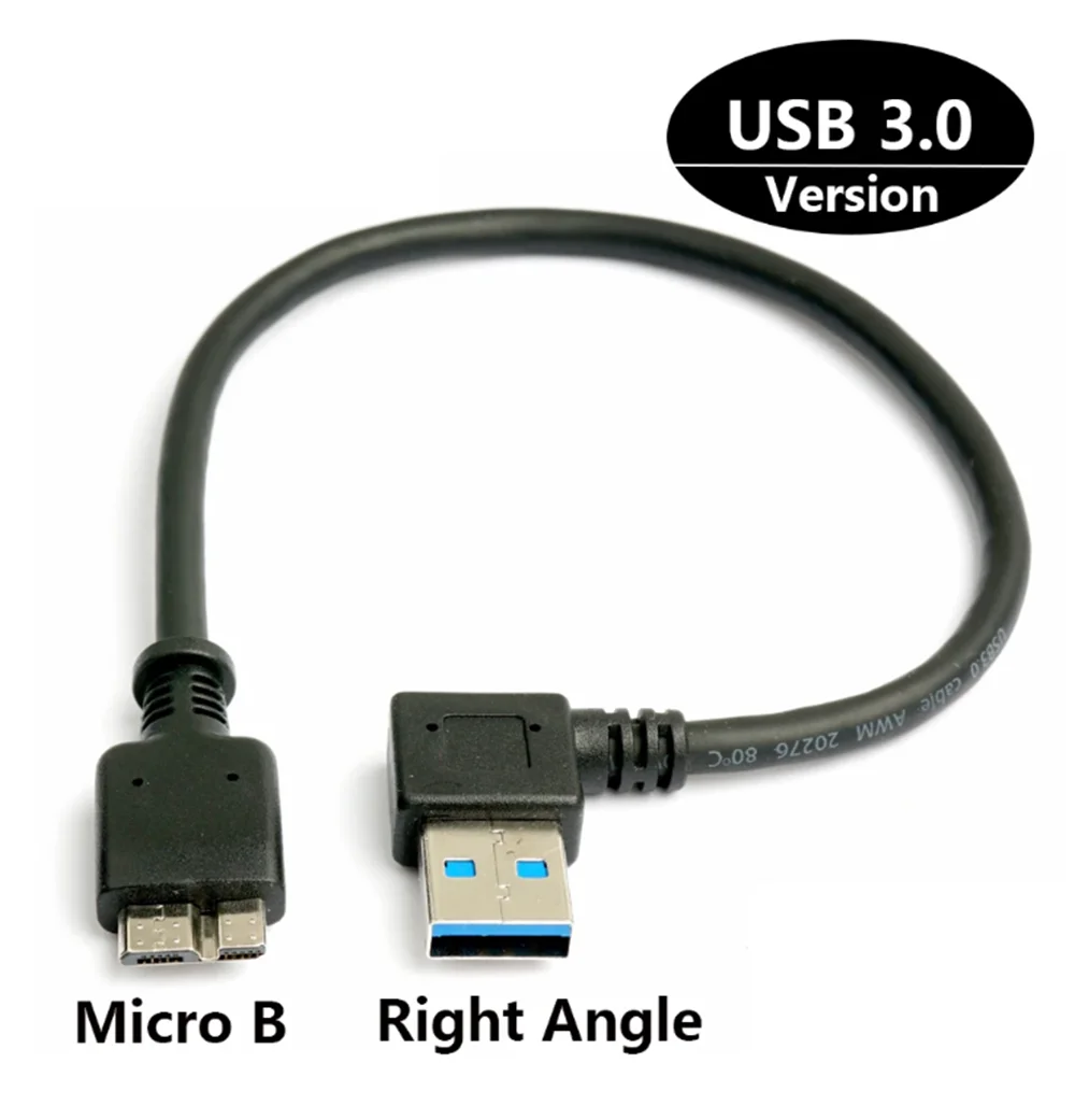 

USB 3.0 Type A to Micro B 90 Degree Up Down Angled With Lock Screws Mount Data cable USB 3.0 A to B 30cm connect hdd short cord
