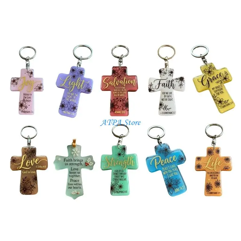 

U13C None Tarnish Acrylic Crossing Keychain With Uplifting Message Versatile Holder For Vehicles Bags Daily