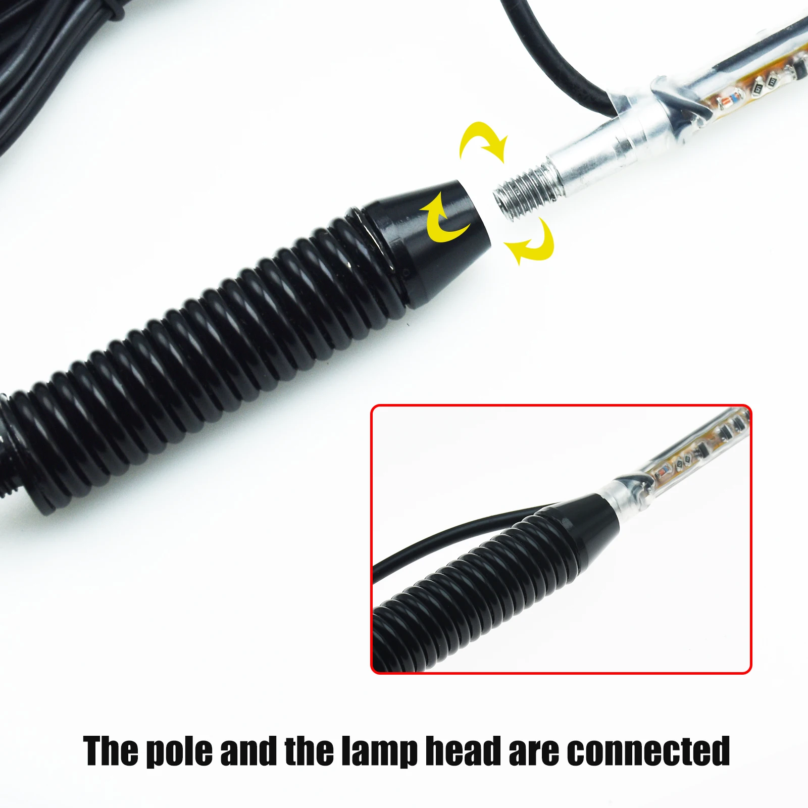 2pcs UTV Whip Light Mounting Bracket, 120° Bendable Spring Mounting Base Fit for 0.23'' Round Whip Light/0.3-0.47 inch Mounting