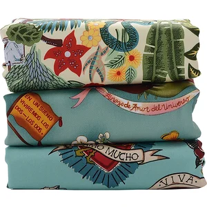 نسيج الساتان المرن القطن الرجعية ، إكسسوارات الخياطة DIY ، ملابس اللباس ، Cheongsam ، Frida ، قماش مصنوع يدويا ، 100X140CMS أفضل 6 مبيعات قميص فريدا كاهلو - رقم 3