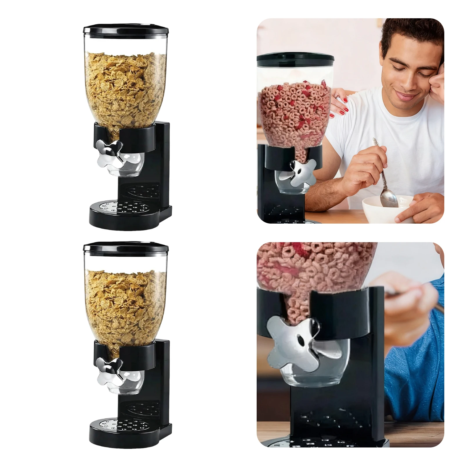 موزع تخزين المواد الغذائية مقبض دوار موزع الطعام الجاف الرطوبة والغبار الوقاية الغذاء الحاويات للحلوى المكسرات الأرز الجرانولا