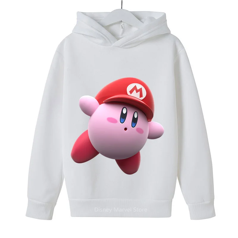 2024 Autumn Hoodie with Kirby Game Print - Kids\' Fashionable Outdoor Wear for Boys & Girls - Ideal for Ages 3-14