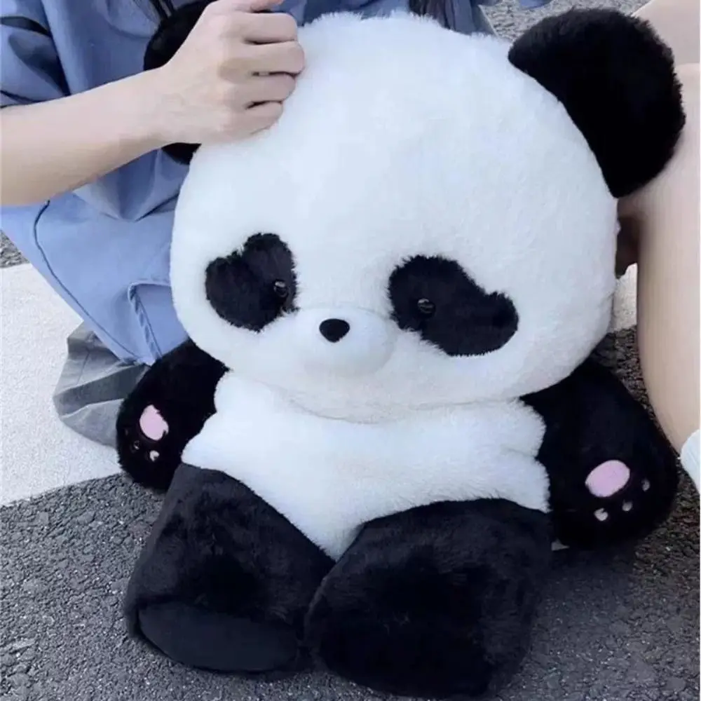 

Cartoon Furry Panda Backpack Adjustable Soft School Bag Ins Travel Bag Girl's Birthday Gifts