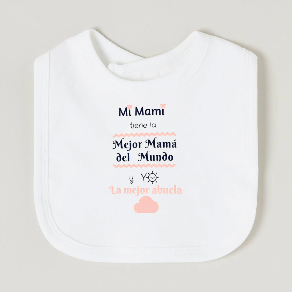 Spain Mother\'s Day Baby Bib Letter Print Toddler Burp Cloth White Cotton Feeding Bibs Boy Girl Mothers Day Present To Baby