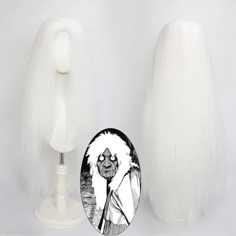 Anime Dandadan Cosplay Turbo Granny Costume 85cm Long White Straight Hair Cos Dandadan Halloween Christmas Party Cos Wigs