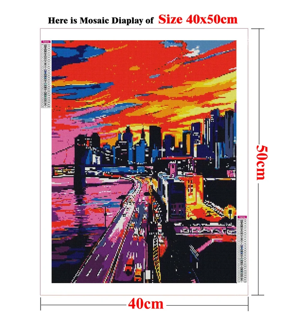 City Sunset Diamond Painting Kits Full Drill , Modern City Lights Painting ,Cityscape at Dusk Painting ,Urban Night Scene Art