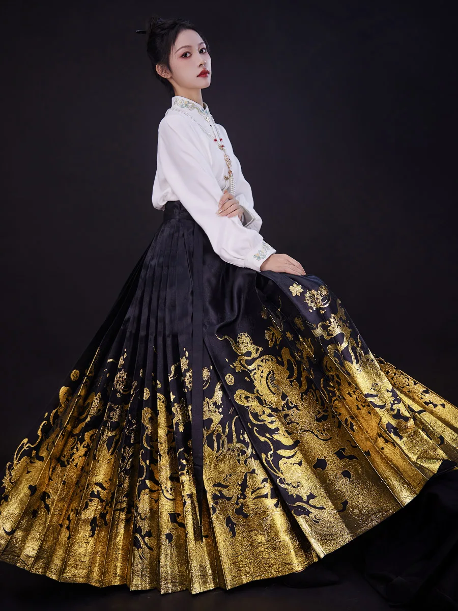 

Женская юбка Ханьфу малого размера Qianan Xun Dunhuang Flng Swallowtail с имитацией золотых цветов, для повседневной носки