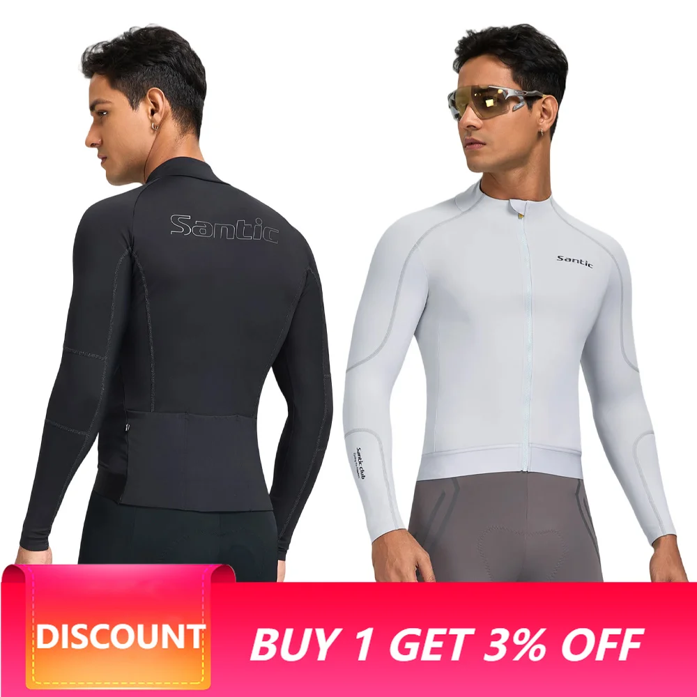 Santic Cycling Jersey Autumn Winter Thin Long Sleeve Unisex Warm Road Bike Long Sleeve Biking Top Thermal Bike Shirt TZ25C01187