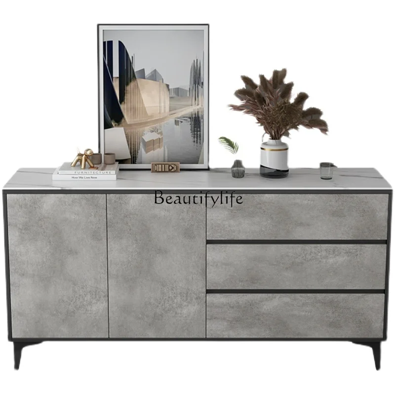

Light luxury rock slab multi-functional storage modern simple TV cabinet solid wood entrance chest cabinet