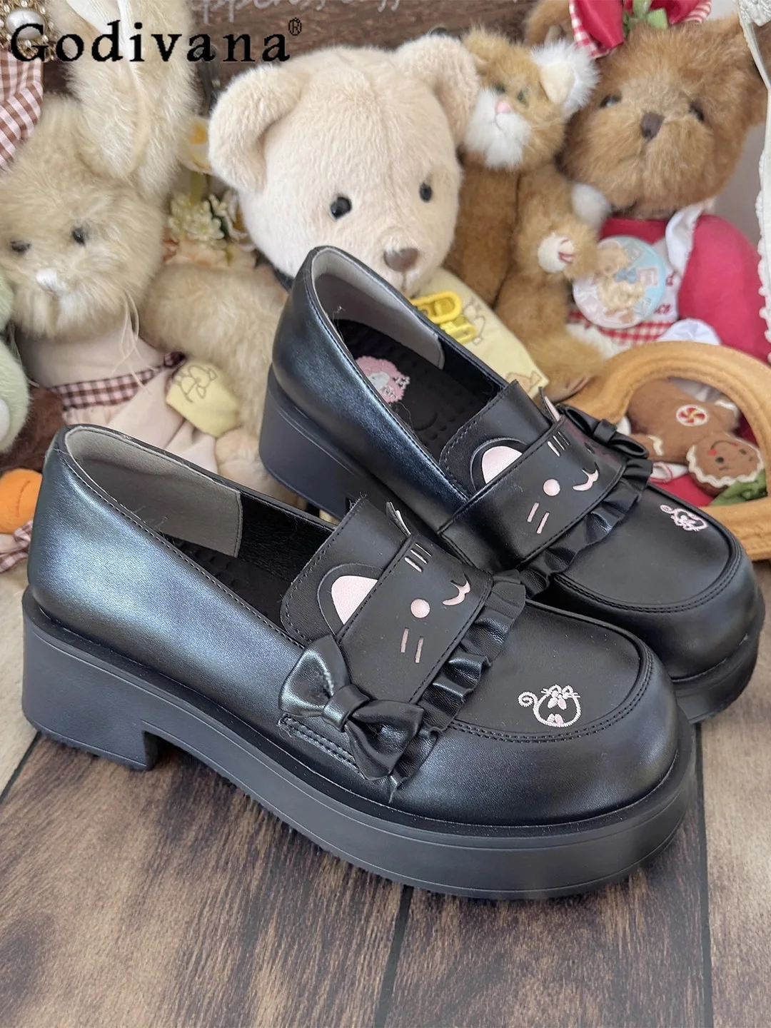 

JK Uniform Japanese Original Lolita Flat Shoes Student Versatile Round Toe Flat Cartoon Mary Jane Shoes for Women