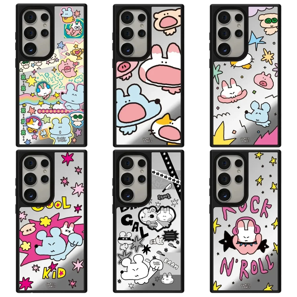 

Cool Kid Mirror Surface Protective Case for Samsung Galaxy S23 S24 S25 Ultra Plus S25U S25+ Shell with MagSafe