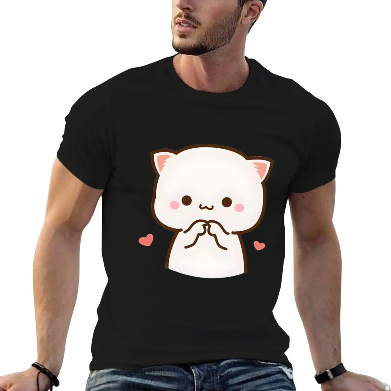 

Embarrassed Mochi Mochi Peach Cat T-Shirt t shirts designer man t shirt luxury T-Shirt