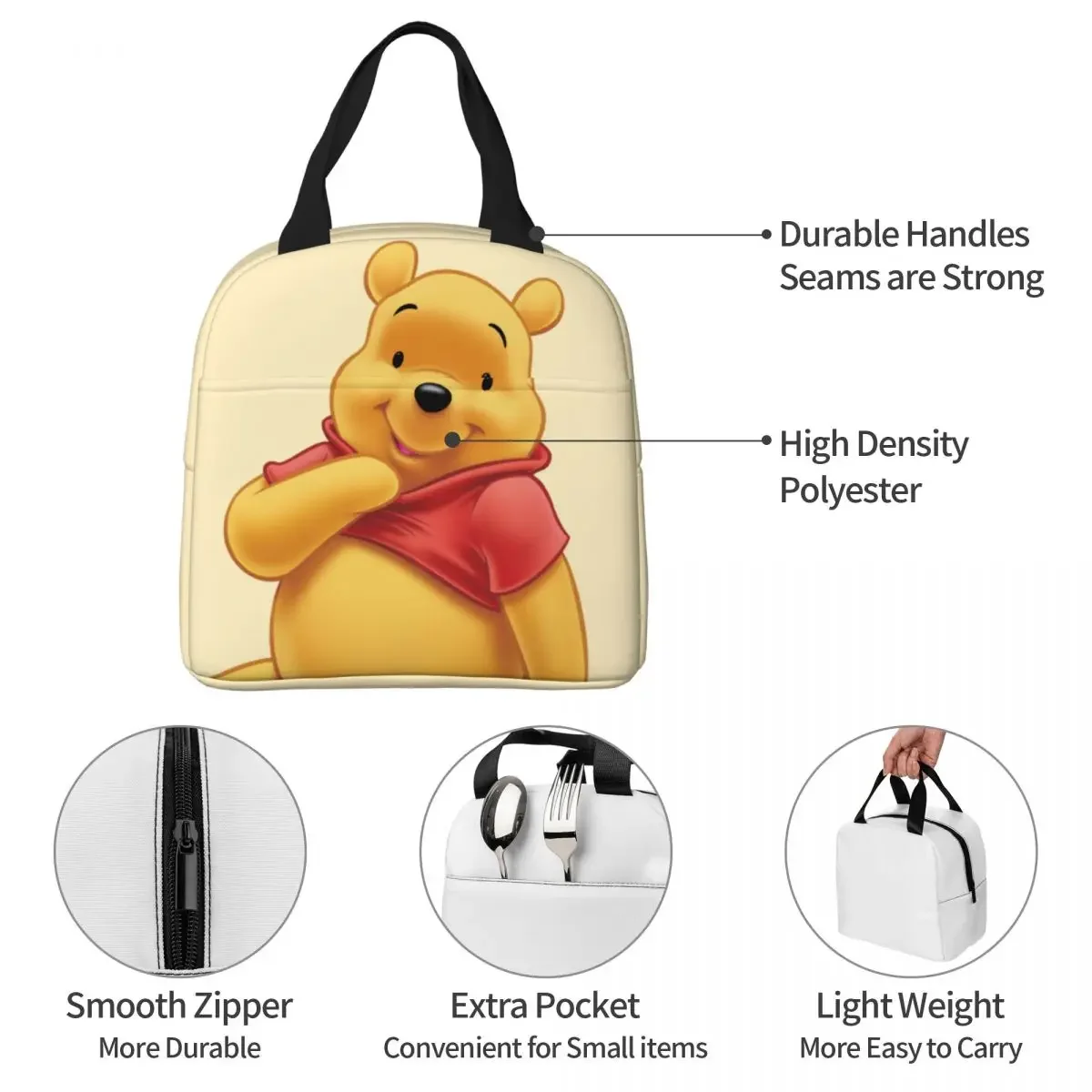 Winnie The Pooh Insulated Lunch Bags Leakproof Lunch Container Thermal Bag Tote Lunch Box Work Picnic Men Women