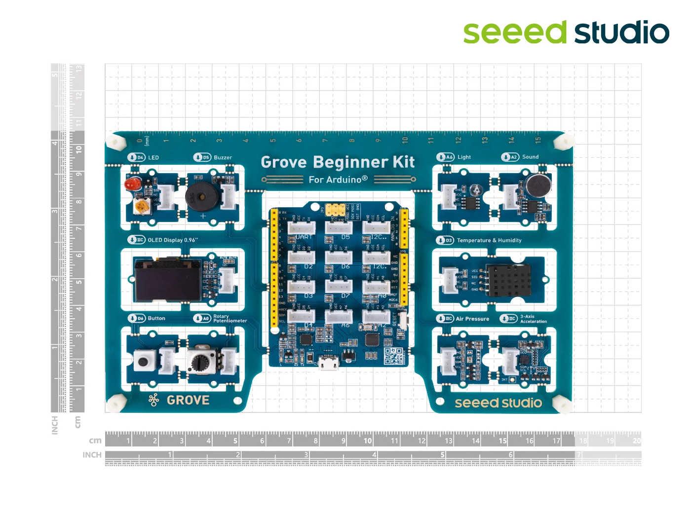 Imagem -06 - Kit Seeed Studio Grove Beginner para Arduino Tudo em um Placa Compatível com 10 Sensores e 12 Projetos