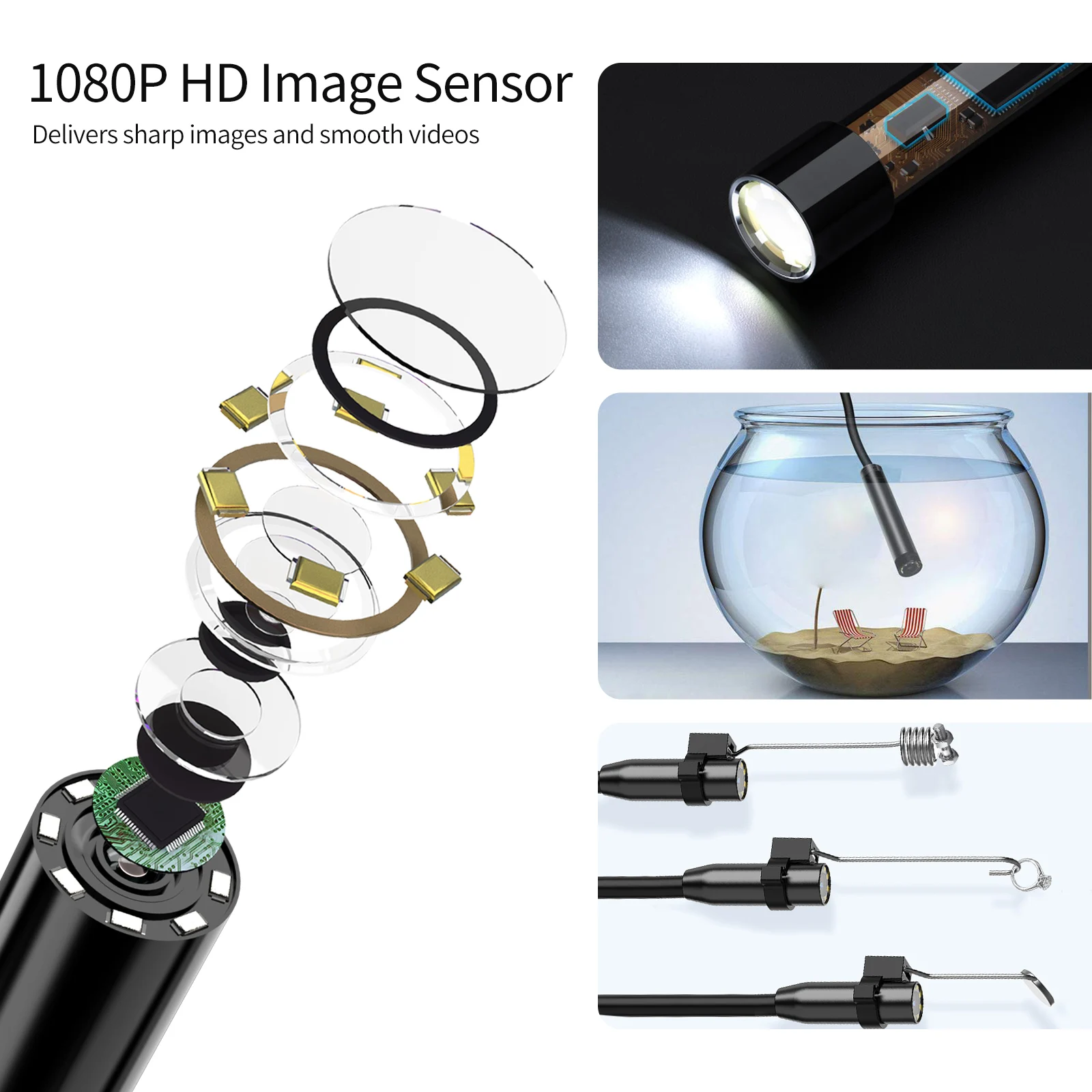 Endoscope Camera with Light Inspection Borescope Camera with 4.3\