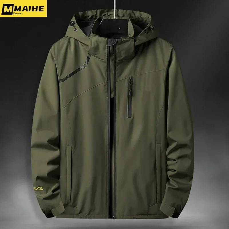 

Casual Waterproof Jackets For Men Hooded Breathable Coats Men Spring Autumn Outwear Windbreaker Tourism Raincoat Plus Size 7XL